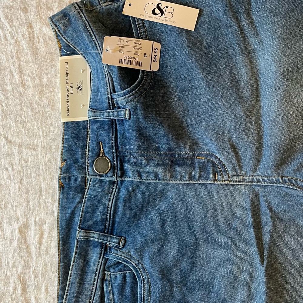 Christopher & Banks Relaxed Fit Men's Denim Jeans capris,- Medium Blue petite